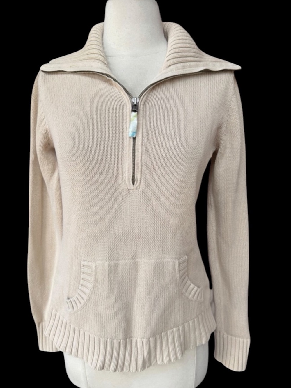 Y2K‎ GAP 100% Tan Cotton Medium-Weight Quarter Zip Sweater
